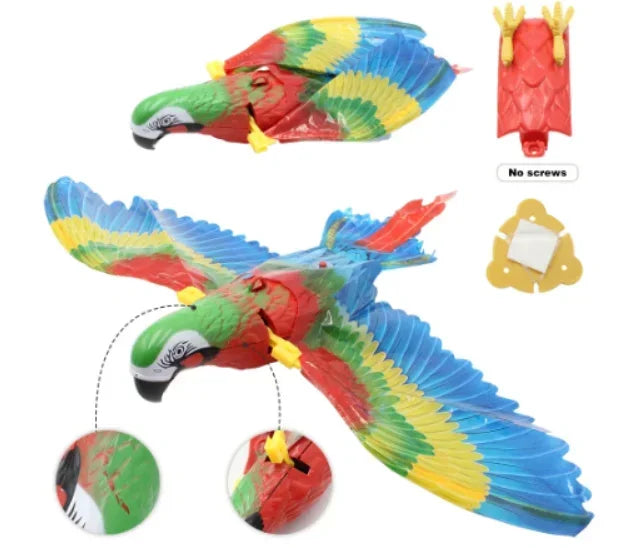 Simulação de pássaro, brinquedo interativo para gatos, águia elétrica pendurada, pássaro voador, brinquedo provocador para gatos, vara para arranhar, corda para animais de estimação