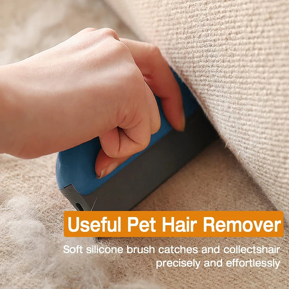 Escova removedora de pelos de animais de estimação, escova portátil de silicone com dois lados, limpador de suéter, escova de lã para limpeza de casacos, ferramenta para produtos para animais de estimação