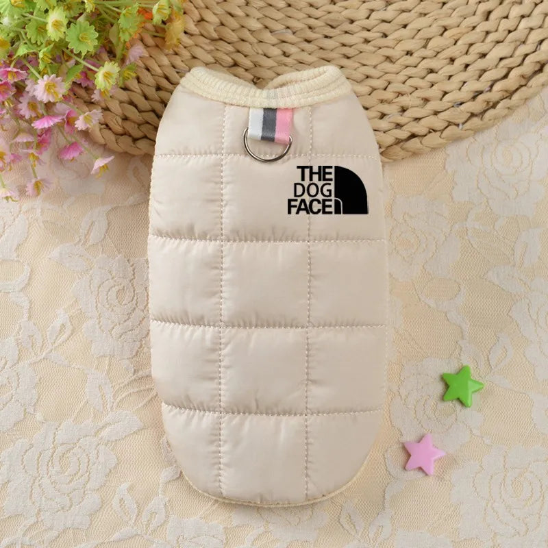 Roupas de cachorro da moda, casaco quente de inverno para animais de estimação, pequeno, médio, rosto de cachorro, logotipo estéreo para chihuahua, fantasia de buldogue francês
