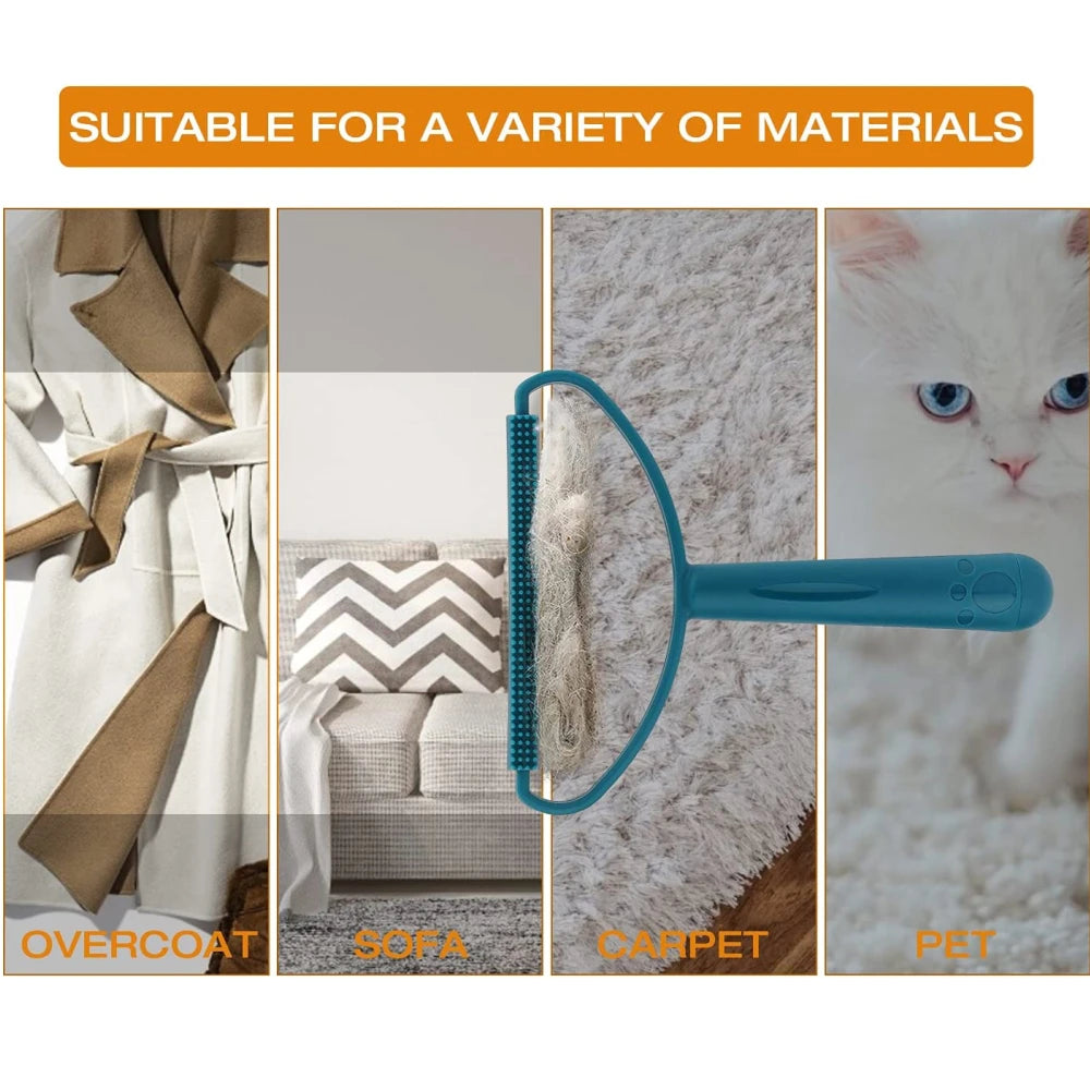 Escova removedora de pelos de animais de estimação, escova portátil de silicone com dois lados, limpador de suéter, escova de lã para limpeza de casacos, ferramenta para produtos para animais de estimação