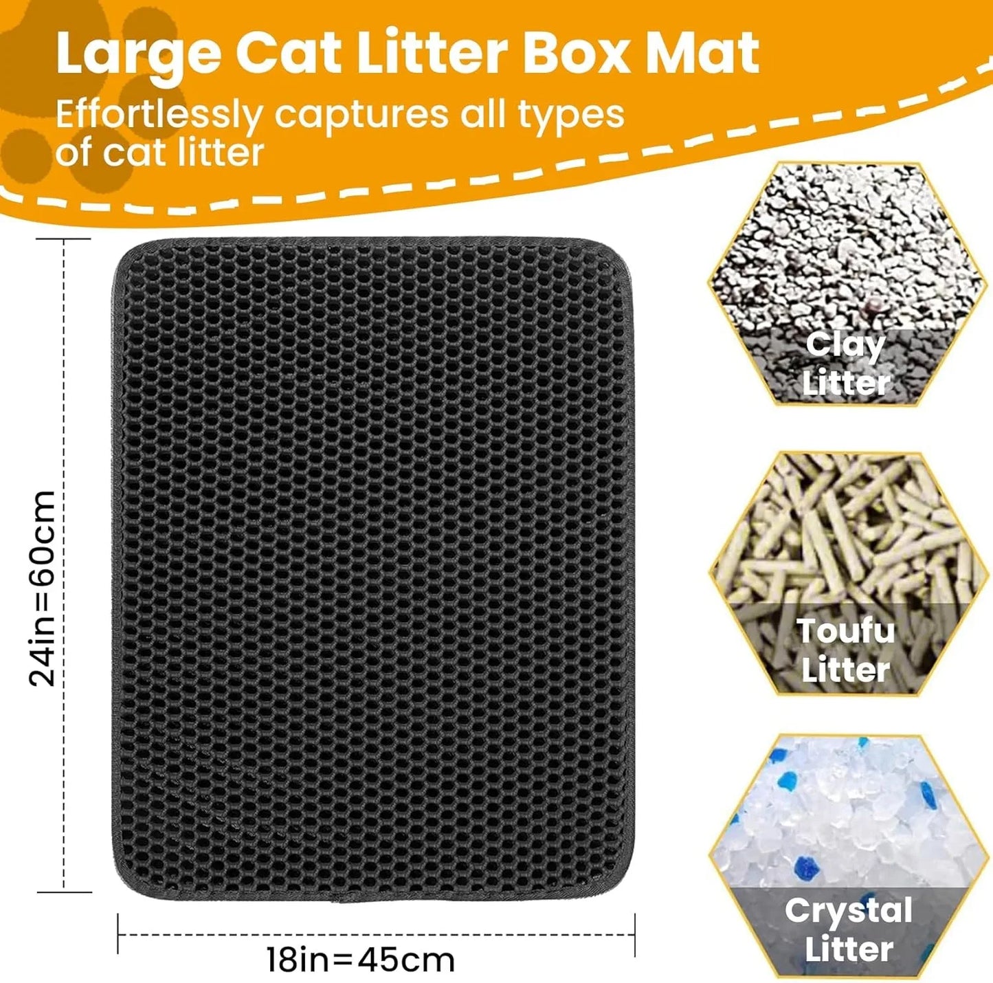 Tapete para areia de gato antiderrapante, filtro para caixa de areia grande para animais de estimação, camada dupla, resistente ao desgaste, à prova d'água, suprimentos para limpeza de animais de estimação