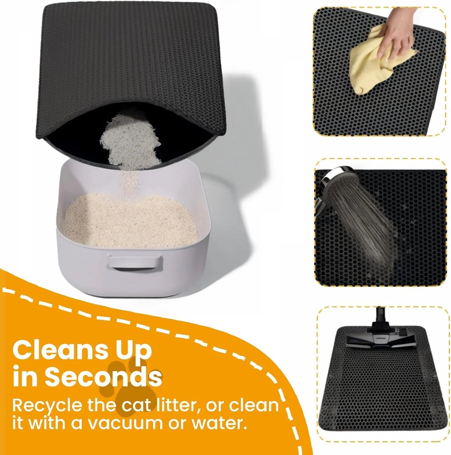 Tapete para areia de gato antiderrapante, filtro para caixa de areia grande para animais de estimação, camada dupla, resistente ao desgaste, à prova d'água, suprimentos para limpeza de animais de estimação