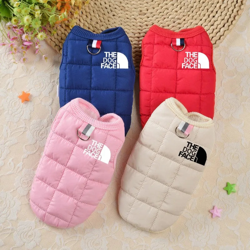 Roupas de cachorro da moda, casaco quente de inverno para animais de estimação, pequeno, médio, rosto de cachorro, logotipo estéreo para chihuahua, fantasia de buldogue francês