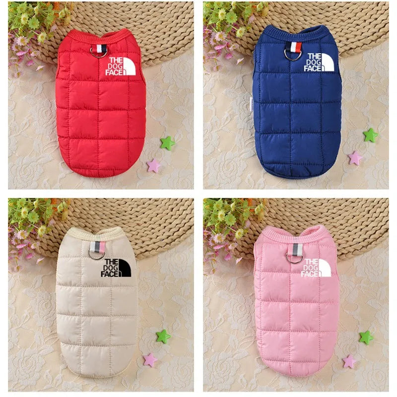 Roupas de cachorro da moda, casaco quente de inverno para animais de estimação, pequeno, médio, rosto de cachorro, logotipo estéreo para chihuahua, fantasia de buldogue francês