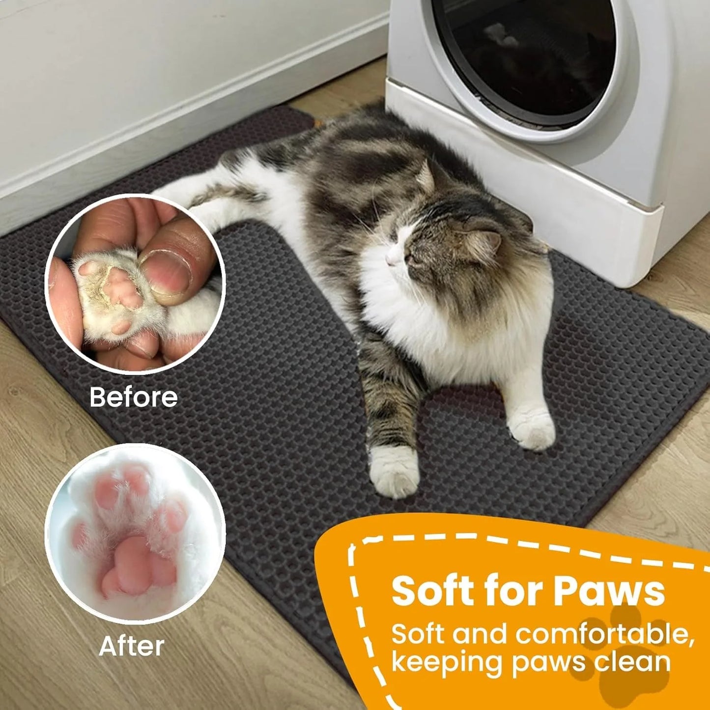 Tapete para areia de gato antiderrapante, filtro para caixa de areia grande para animais de estimação, camada dupla, resistente ao desgaste, à prova d'água, suprimentos para limpeza de animais de estimação