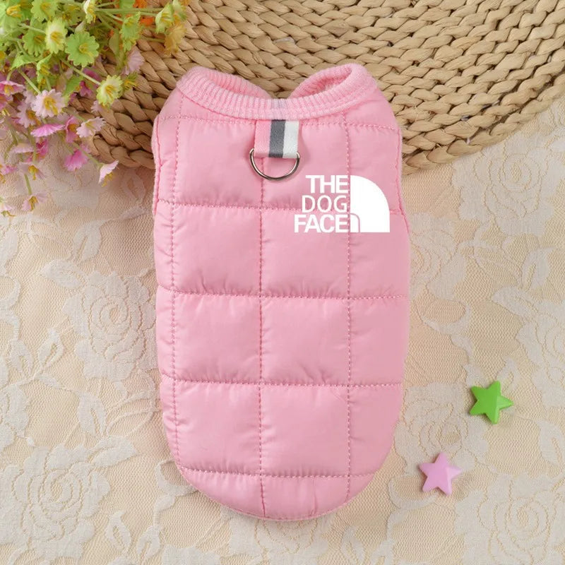 Roupas de cachorro da moda, casaco quente de inverno para animais de estimação, pequeno, médio, rosto de cachorro, logotipo estéreo para chihuahua, fantasia de buldogue francês