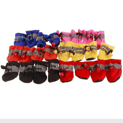 4 pçs/set Sapatos impermeáveis para cães de estimação Botas de chuva antiderrapantes Calçados para cães de gatos pequenos Filhotes de cachorro Botas para animais de estimação Acessórios para patas de animais de estimação