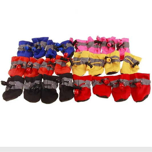 4 pçs/set Sapatos impermeáveis para cães de estimação Botas de chuva antiderrapantes Calçados para cães de gatos pequenos Filhotes de cachorro Botas para animais de estimação Acessórios para patas de animais de estimação