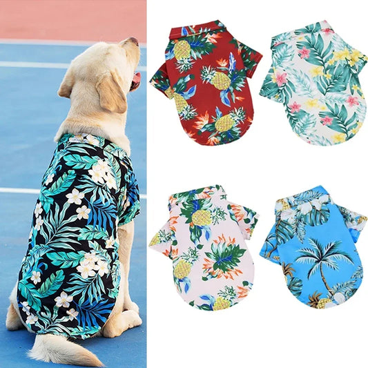Camisetas havaianas estilo praia para cães, roupas finas e respiráveis de verão para cães pequenos, filhotes, colete para gatos, chihuahua, yorkies, poodle
