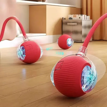 Bola de brinquedo interativa para gatos, bola rolante automática com cauda, brinquedo interativo inteligente recarregável para animais de estimação, rato inteligente para gatos