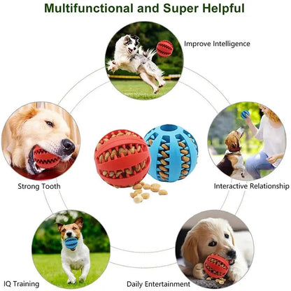 Bola de brinquedo para cachorro, bola de brinquedo não tóxica resistente a mordidas para cães de estimação, filhotes de gatos, alimentador de comida para animais de estimação, bola de mastigação para limpeza dos dentes