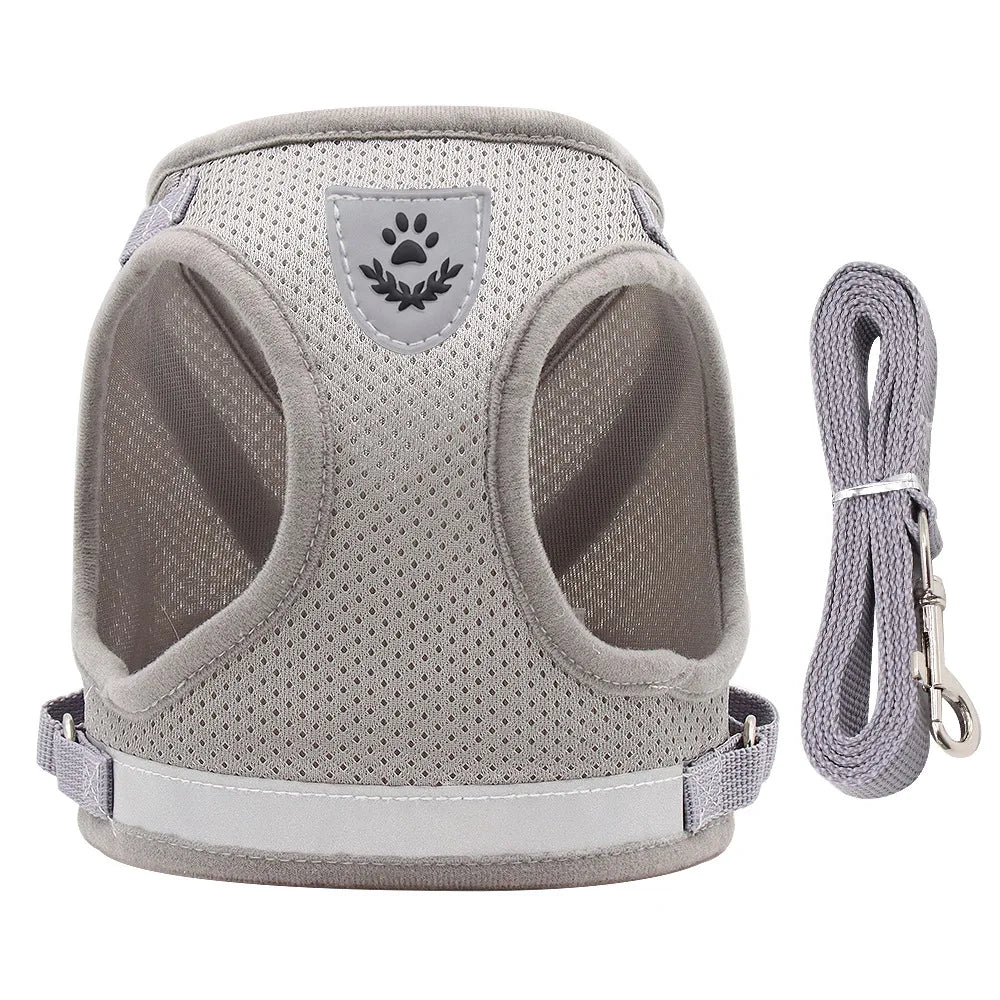 Conjunto de arnês e guia ajustável para cães e gatos, colete, coleira, filhotes, gatinhos, coleira e acessórios para animais de estimação
