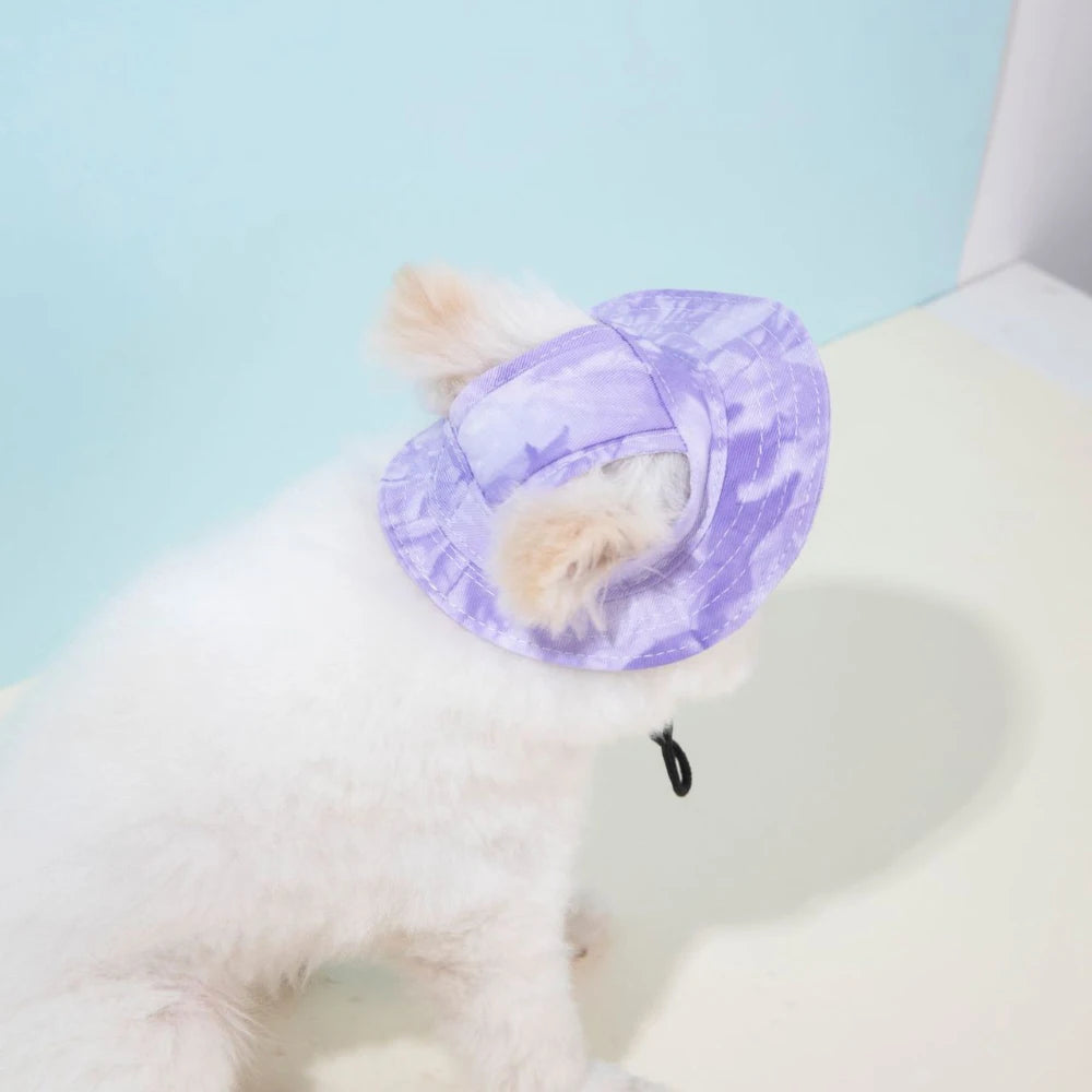 Chapéu para animais de estimação com furos para orelhas, chapéu fofo para cães e gatos, boné de beisebol colorido ajustável para cães pequenos e médios, suprimentos para animais de estimação