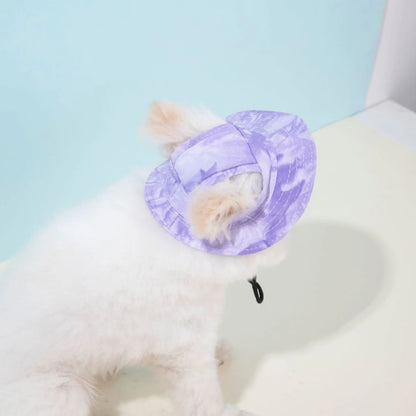 Chapéu para animais de estimação com furos para orelhas, chapéu fofo para cães e gatos, boné de beisebol colorido ajustável para cães pequenos e médios, suprimentos para animais de estimação