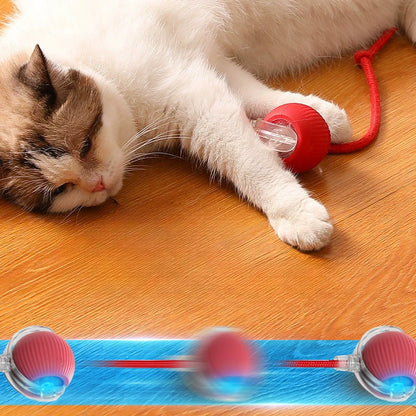 Bola de brinquedo interativa para gatos, bola rolante automática com cauda, brinquedo interativo inteligente recarregável para animais de estimação, rato inteligente para gatos
