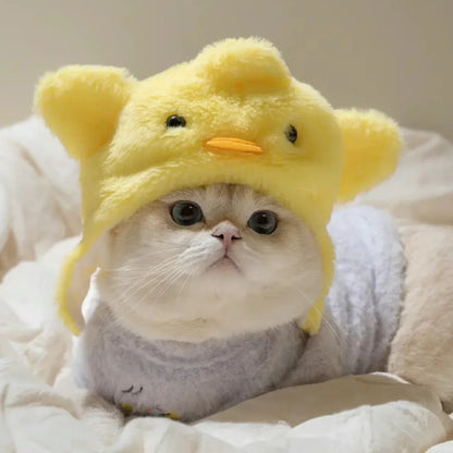 Boné de pelúcia engraçado para gato, urso, capa de cabeça fofa, chapéu de cachorro, chapéu de animal de estimação, gatinho, filhote, acessórios para fantasia cosplay