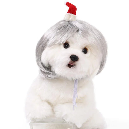 Peruca para animais de estimação, peruca para cães e gatos, acessórios para animais de estimação, cabelo cacheado, cabelo liso, faça você mesmo, acessório para peruca de cabelo trançado à mão