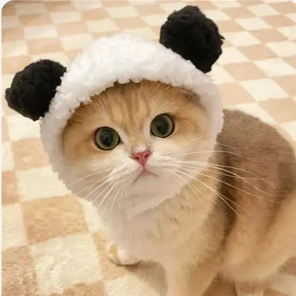 Boné de pelúcia engraçado para gato, urso, capa de cabeça fofa, chapéu de cachorro, chapéu de animal de estimação, gatinho, filhote, acessórios para fantasia cosplay