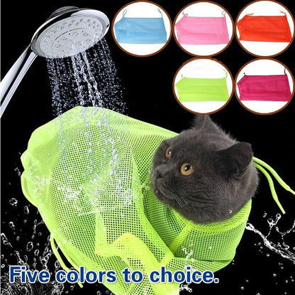 Bolsa de banho de malha para gatos, ajustável, anti-arranhões, mordidas, aparar unhas, injetar, examinar, lavar, limpar, contenção, bolsas de massagem