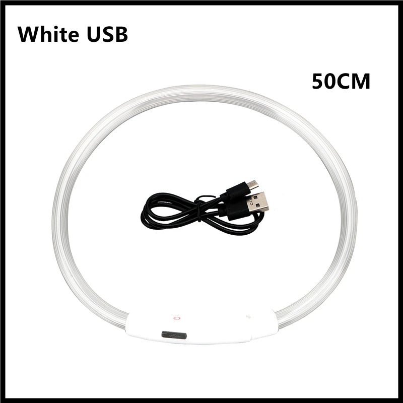 Coleira luminosa recarregável USB ajustável com LED brilhante para cães grandes e pequenos, coleira com luz noturna para gatos, arnês de segurança para animais de estimação