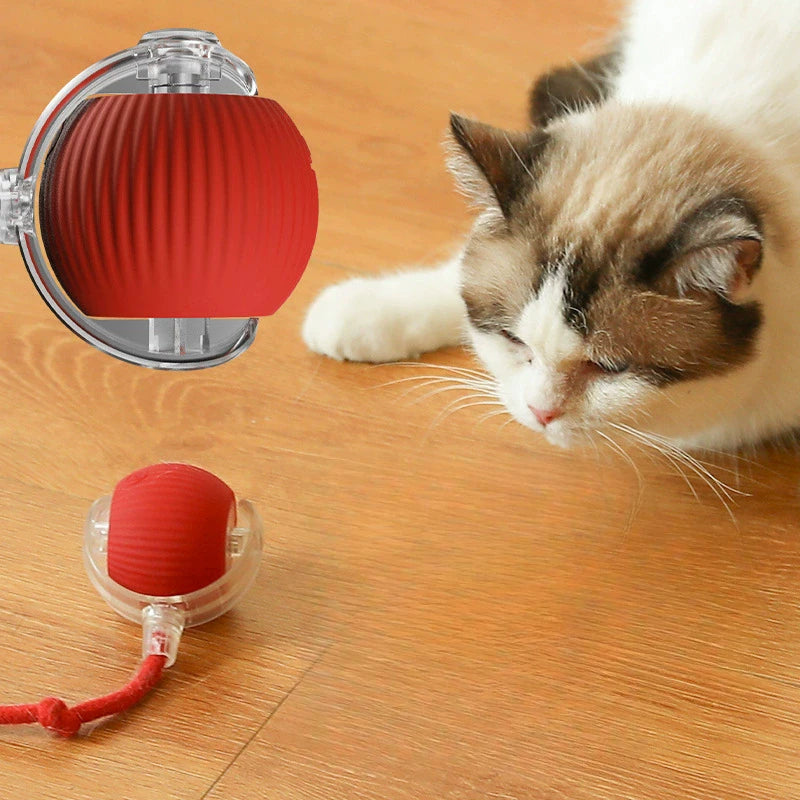 Bola de brinquedo interativa para gatos, bola rolante automática com cauda, brinquedo interativo inteligente recarregável para animais de estimação, rato inteligente para gatos