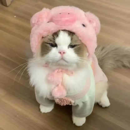 Boné de pelúcia engraçado para gato, urso, capa de cabeça fofa, chapéu de cachorro, chapéu de animal de estimação, gatinho, filhote, acessórios para fantasia cosplay