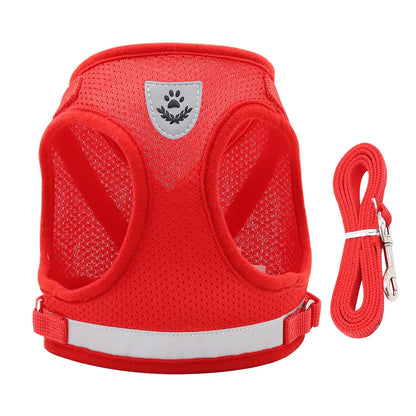 Conjunto de arnês e guia ajustável para cães e gatos, colete, coleira, filhotes, gatinhos, coleira e acessórios para animais de estimação