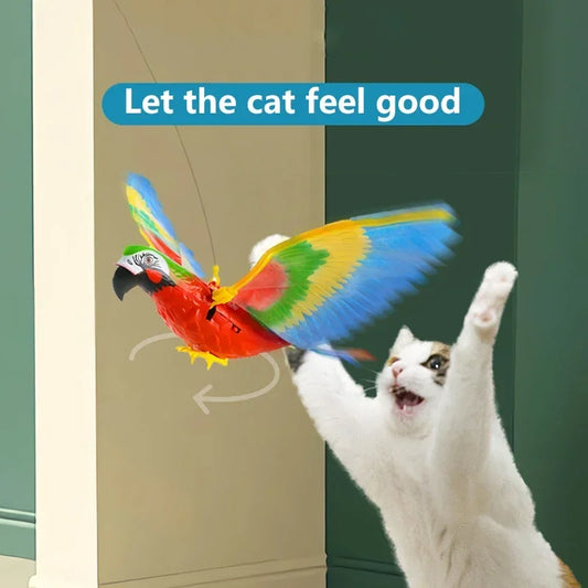 Simulação de pássaro, brinquedo interativo para gatos, águia elétrica pendurada, pássaro voador, brinquedo provocador para gatos, vara para arranhar, corda para animais de estimação