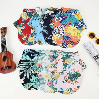 Camisetas havaianas estilo praia para cães, roupas finas e respiráveis de verão para cães pequenos, filhotes, colete para gatos, chihuahua, yorkies, poodle