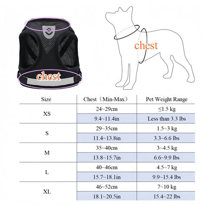 Conjunto de arnês e guia ajustável para cães e gatos, colete, coleira, filhotes, gatinhos, coleira e acessórios para animais de estimação