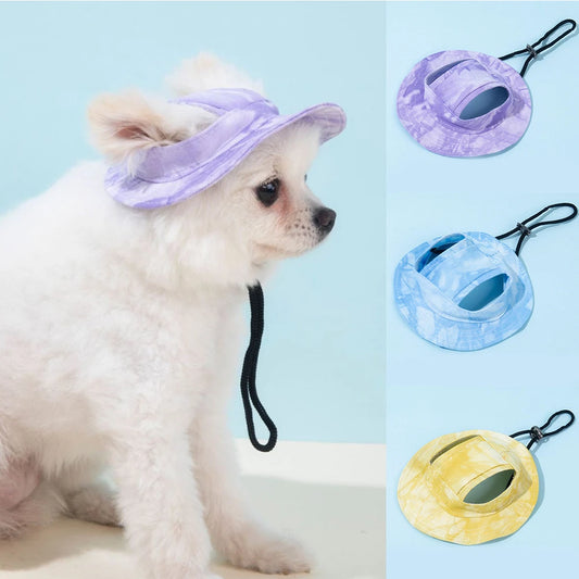 Chapéu para animais de estimação com furos para orelhas, chapéu fofo para cães e gatos, boné de beisebol colorido ajustável para cães pequenos e médios, suprimentos para animais de estimação